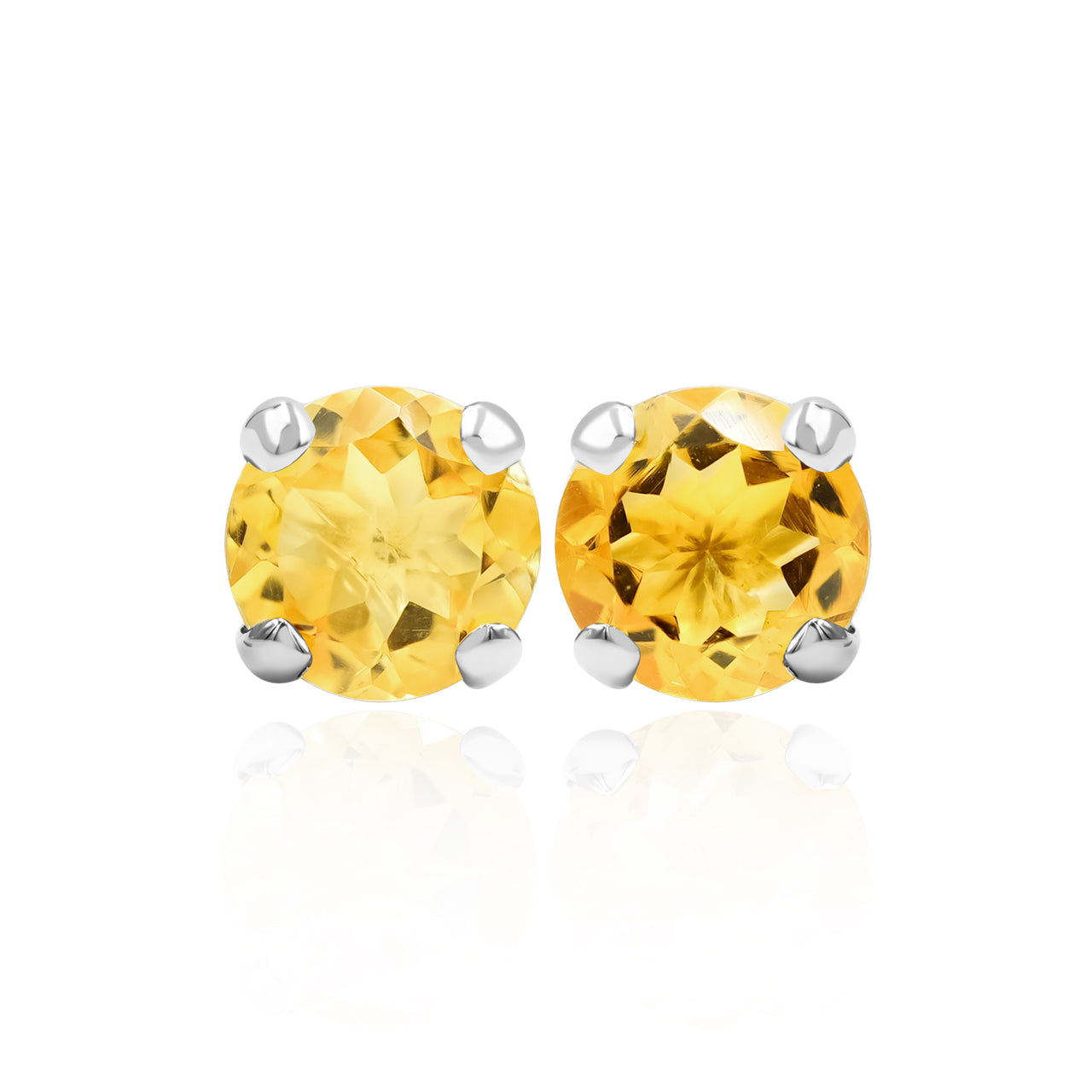 Faceted Citrine Round 9mm Post Earrings