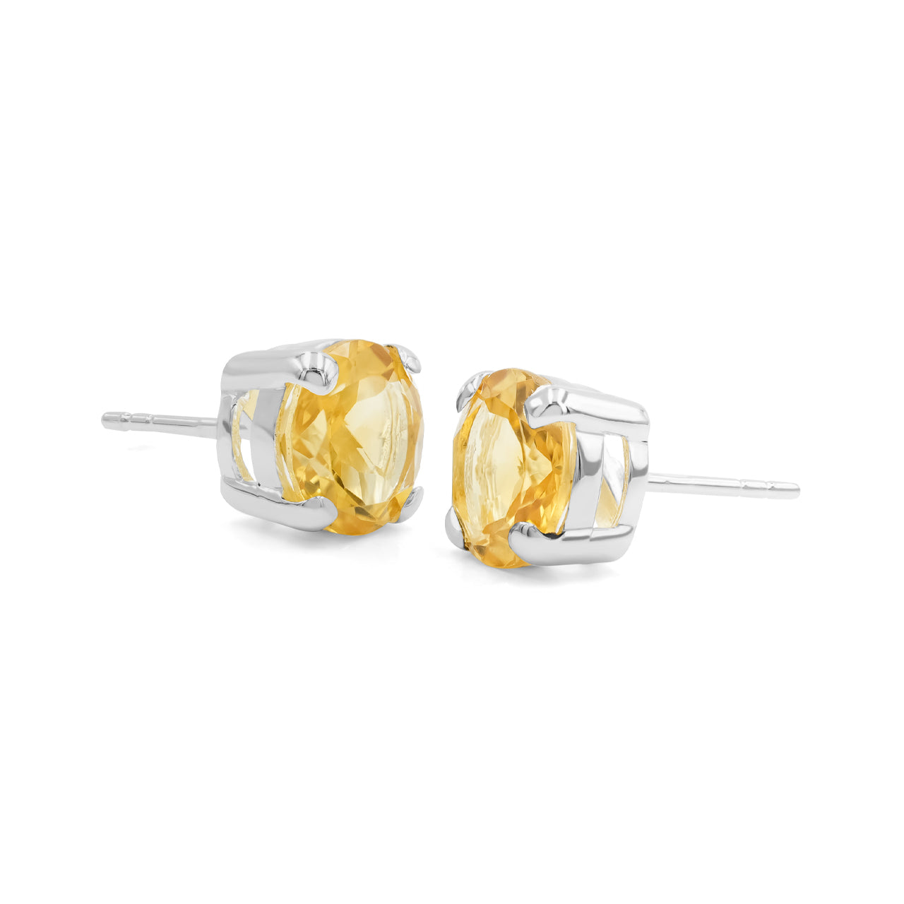 Faceted Citrine Round 9mm Post Earrings