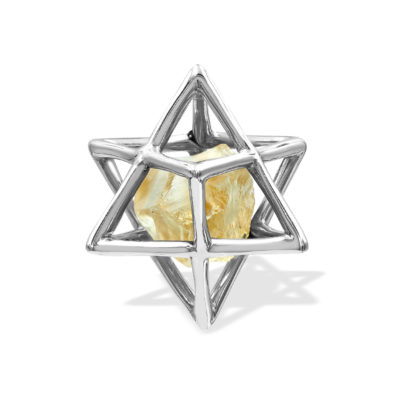 Starborn Merkabah Medium Cage Rough Gemstone Pendant in Sterling Silver