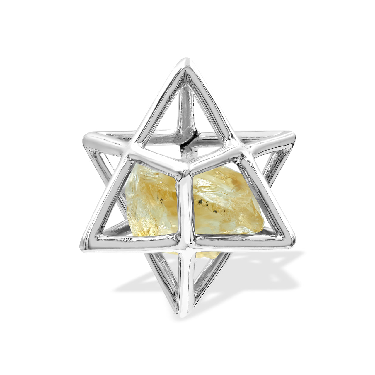 Starborn Merkabah Large Cage Gemstone Pendant in Sterling Silver