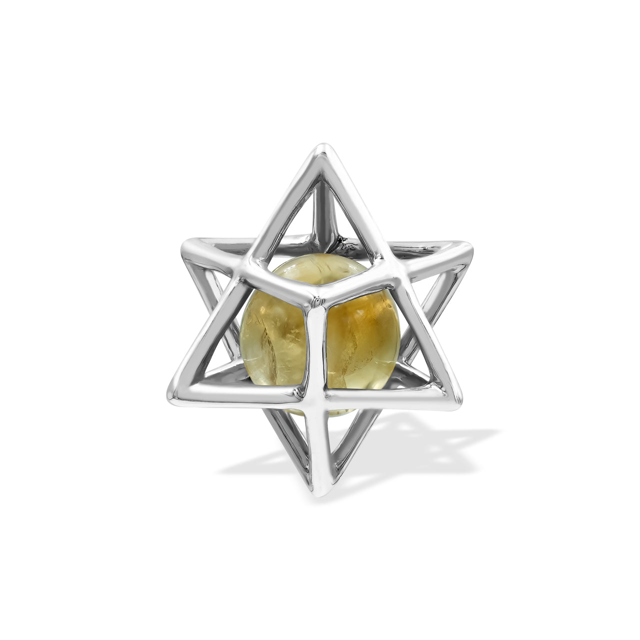 Starborn Merkabah Small Cage Gemstone Sphere Pendant in Sterling Silver