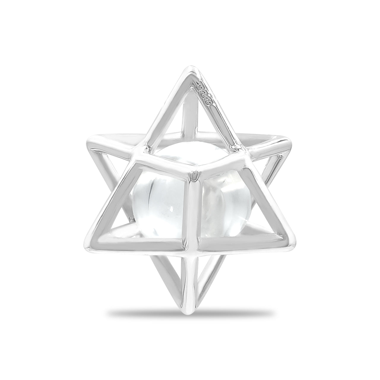 Starborn Merkabah Small Cage Gemstone Sphere Pendant in Sterling Silver