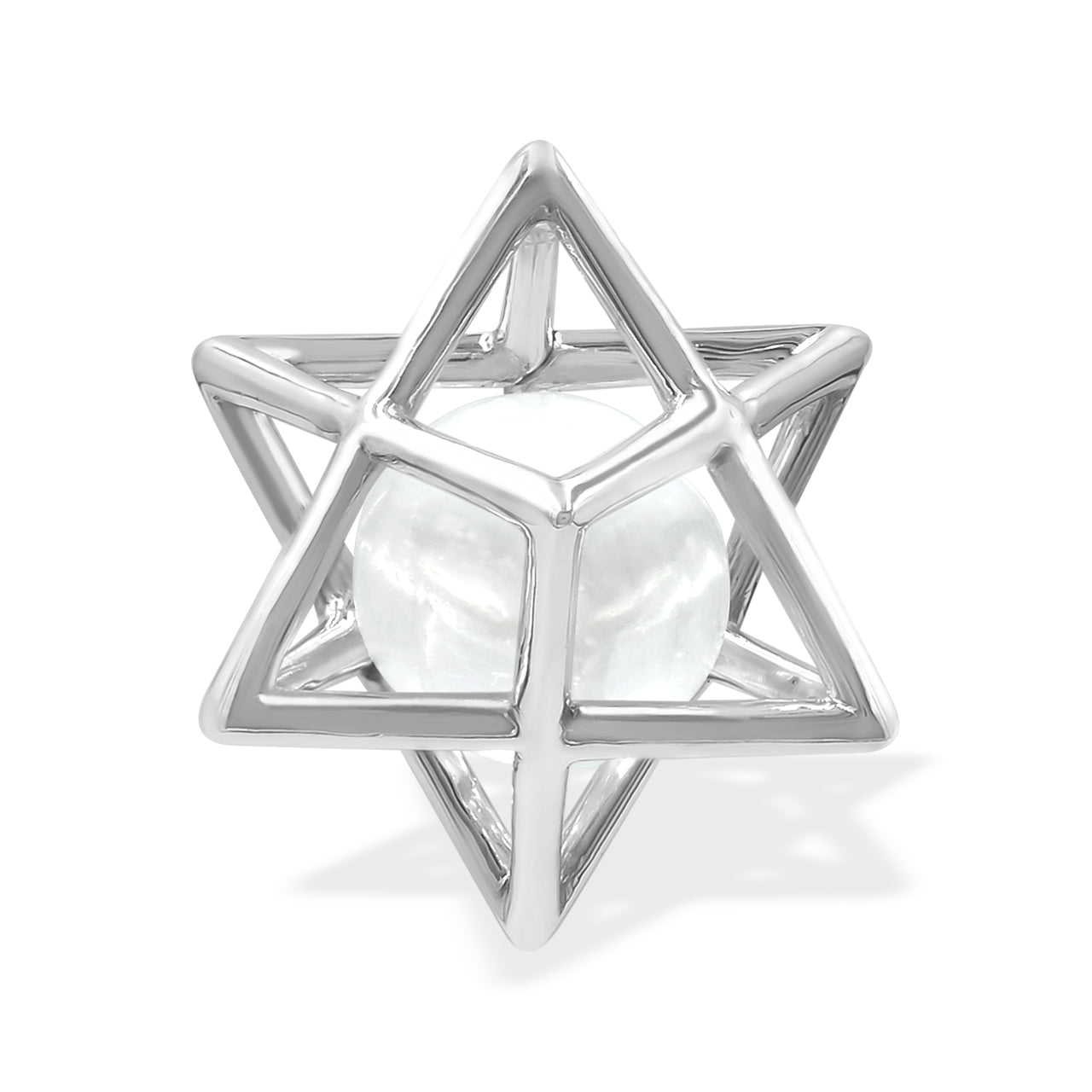 Starborn Merkabah Large Cage Gemstone 12 mm Sphere Pendant in Sterling Silver