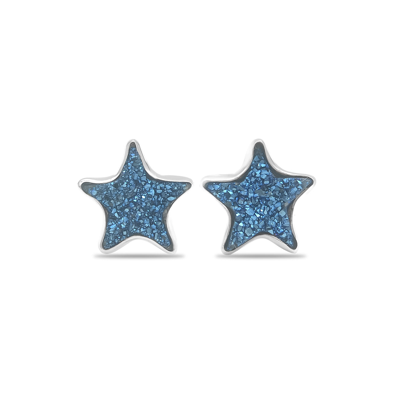 Starborn Drusy Star Post Earrings in Sterling Silver