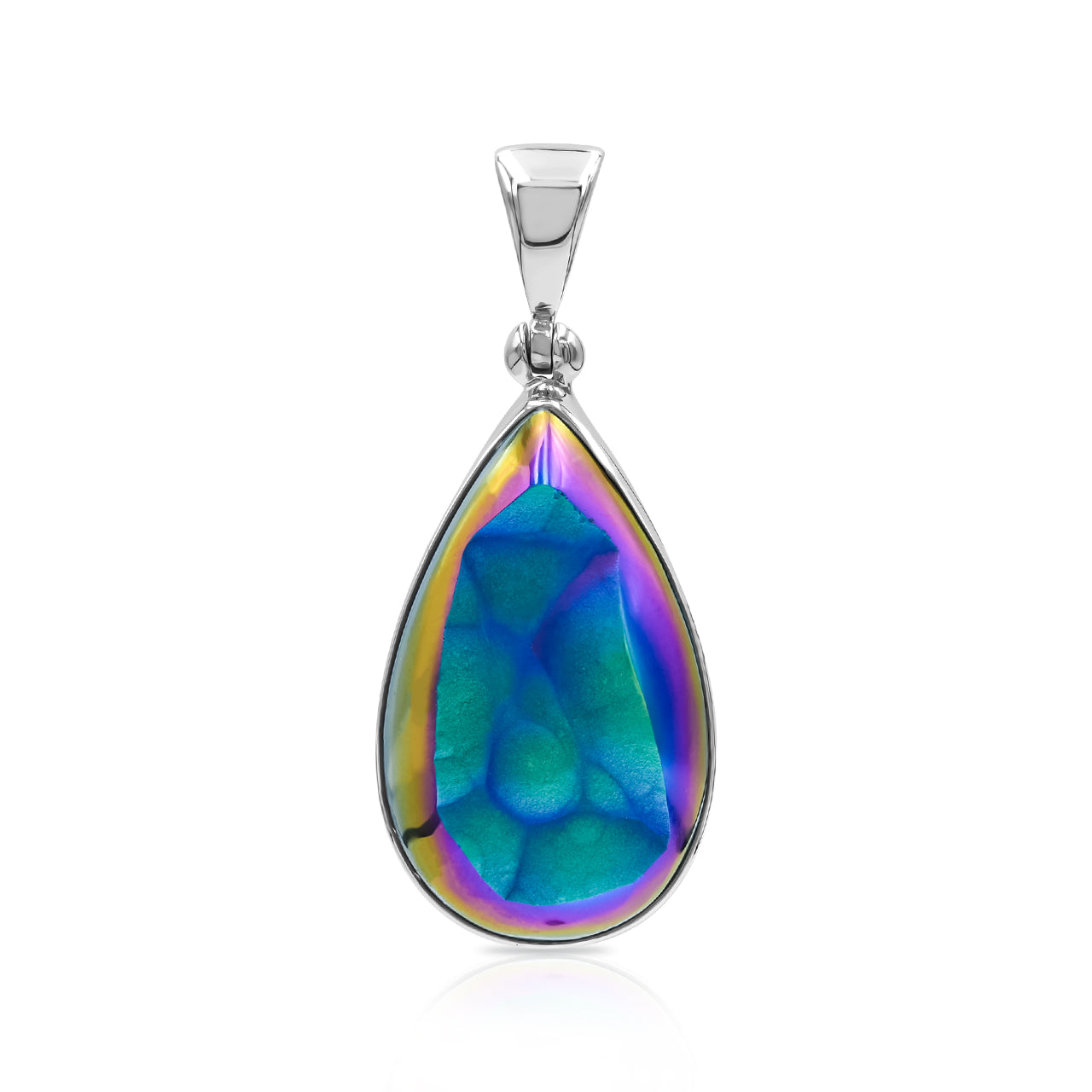 Window Drusy Pear PendantS-Rainbow Titaniun