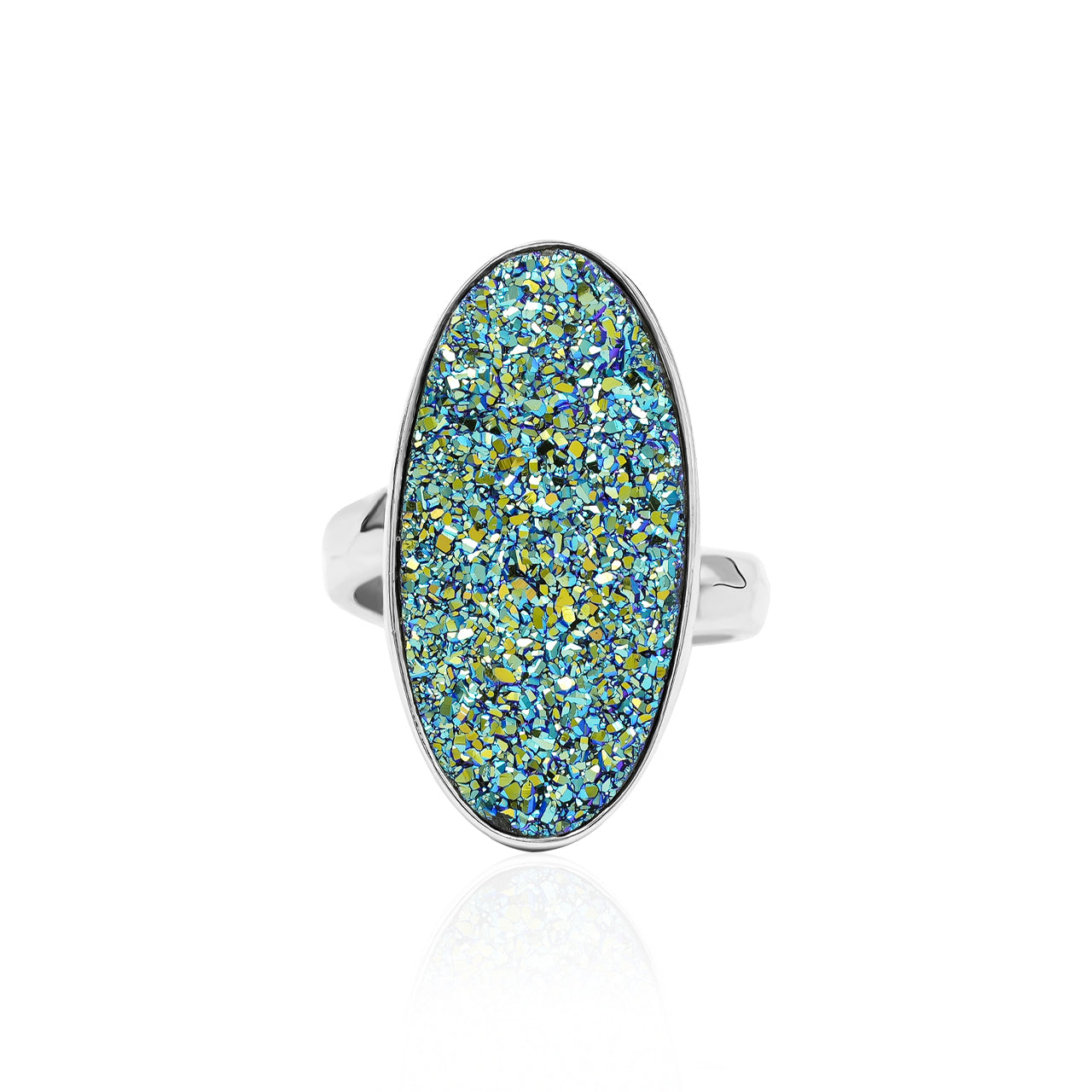 Cassiopeia Seas Quartz Drusy Oval Ring