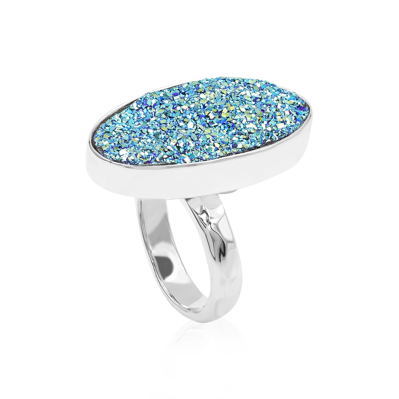 Cassiopeia Seas Quartz Drusy Oval Ring