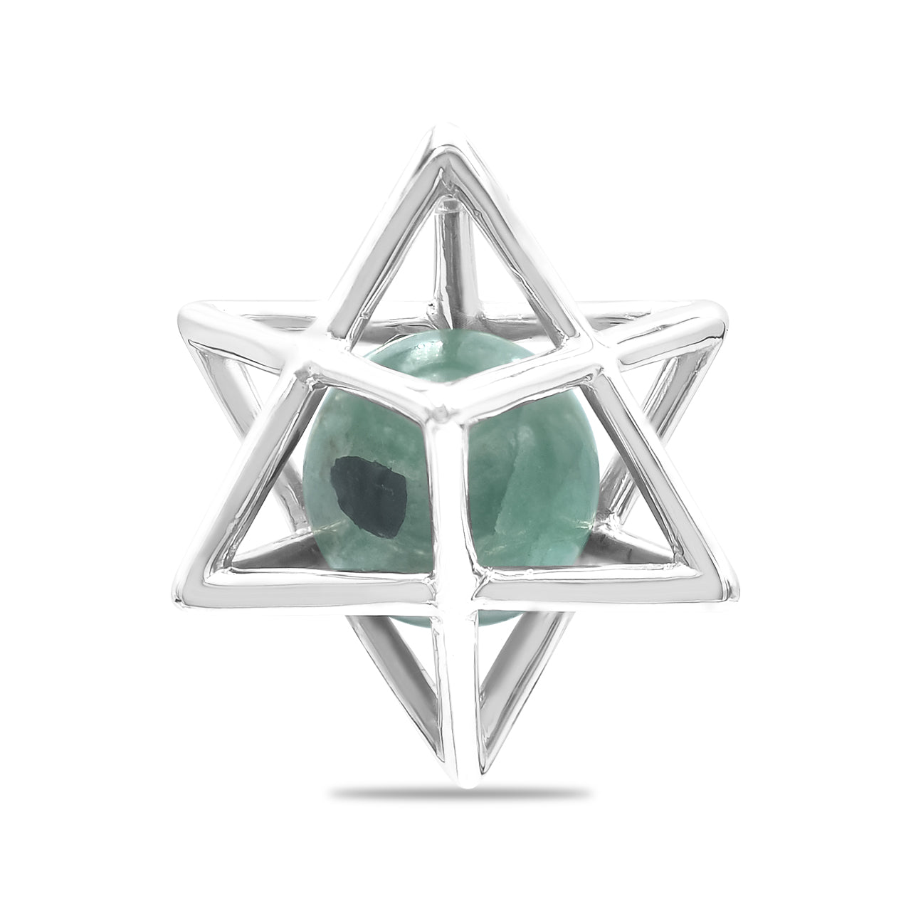 Starborn Merkabah Large Cage Gemstone 12 mm Sphere Pendant in Sterling Silver