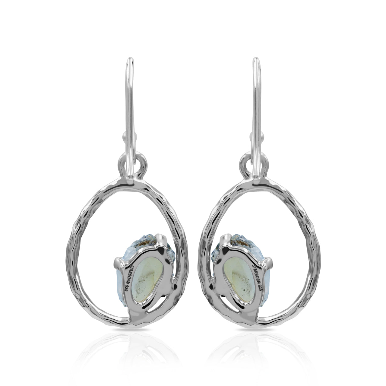 Raw Natural Ethiopian Opal Sterling Silver Hammered Hoop Earrings