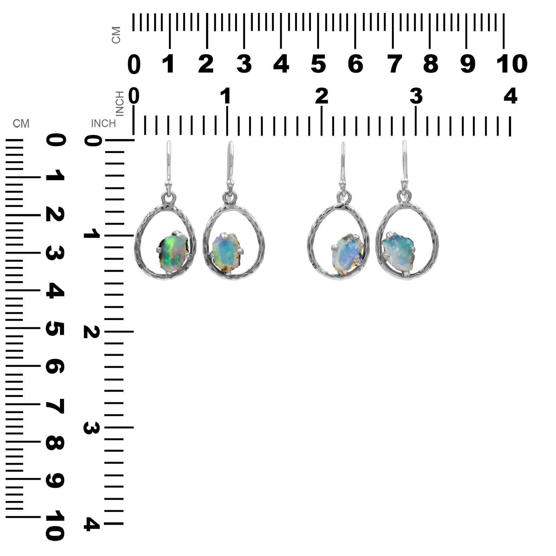 Raw Natural Ethiopian Opal Sterling Silver Hammered Hoop Earrings