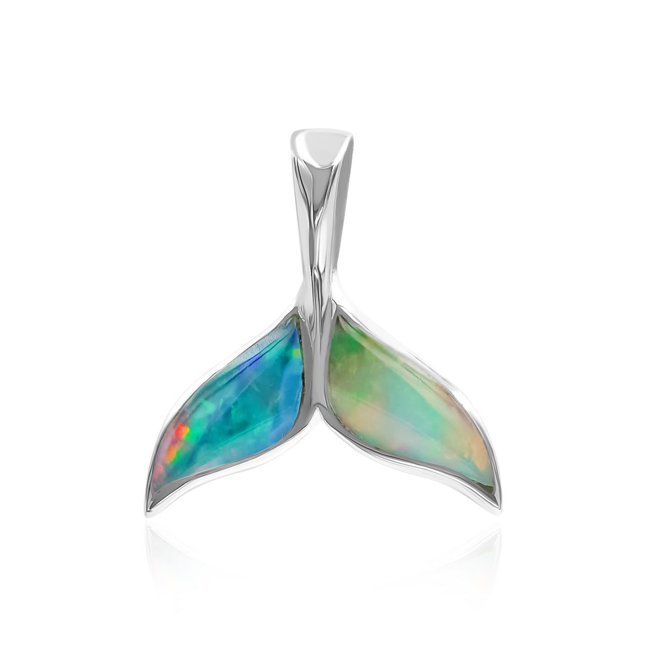 Ethiopian Opal Whale Tail Pendant - Small