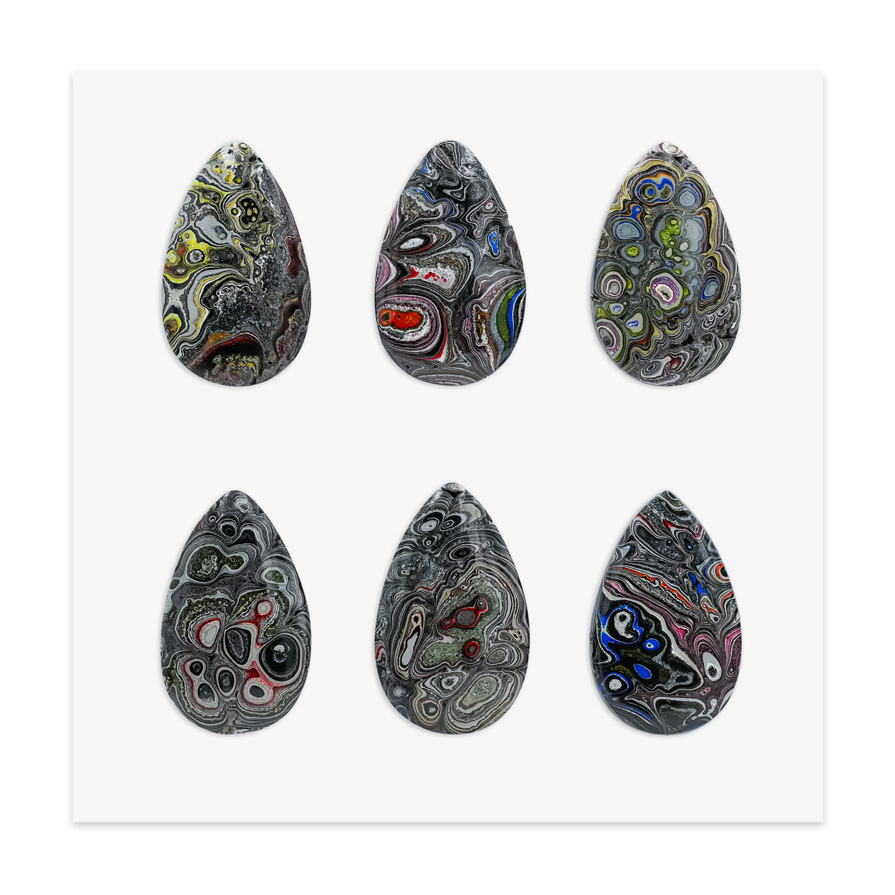 Fordite Pear Cabochons 15 x 25mm - 6 pieces