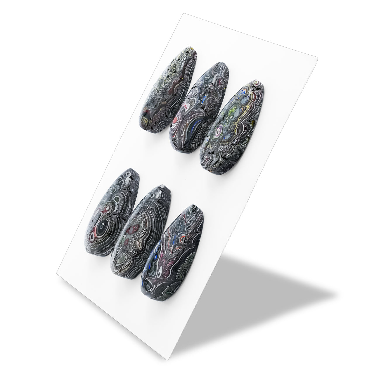 Fordite Pear Cabochons 15 x 25mm - 6 pieces