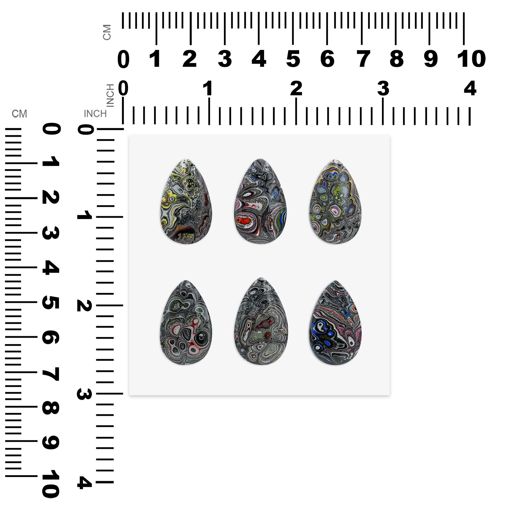 Fordite Pear Cabochons 15 x 25mm - 6 pieces