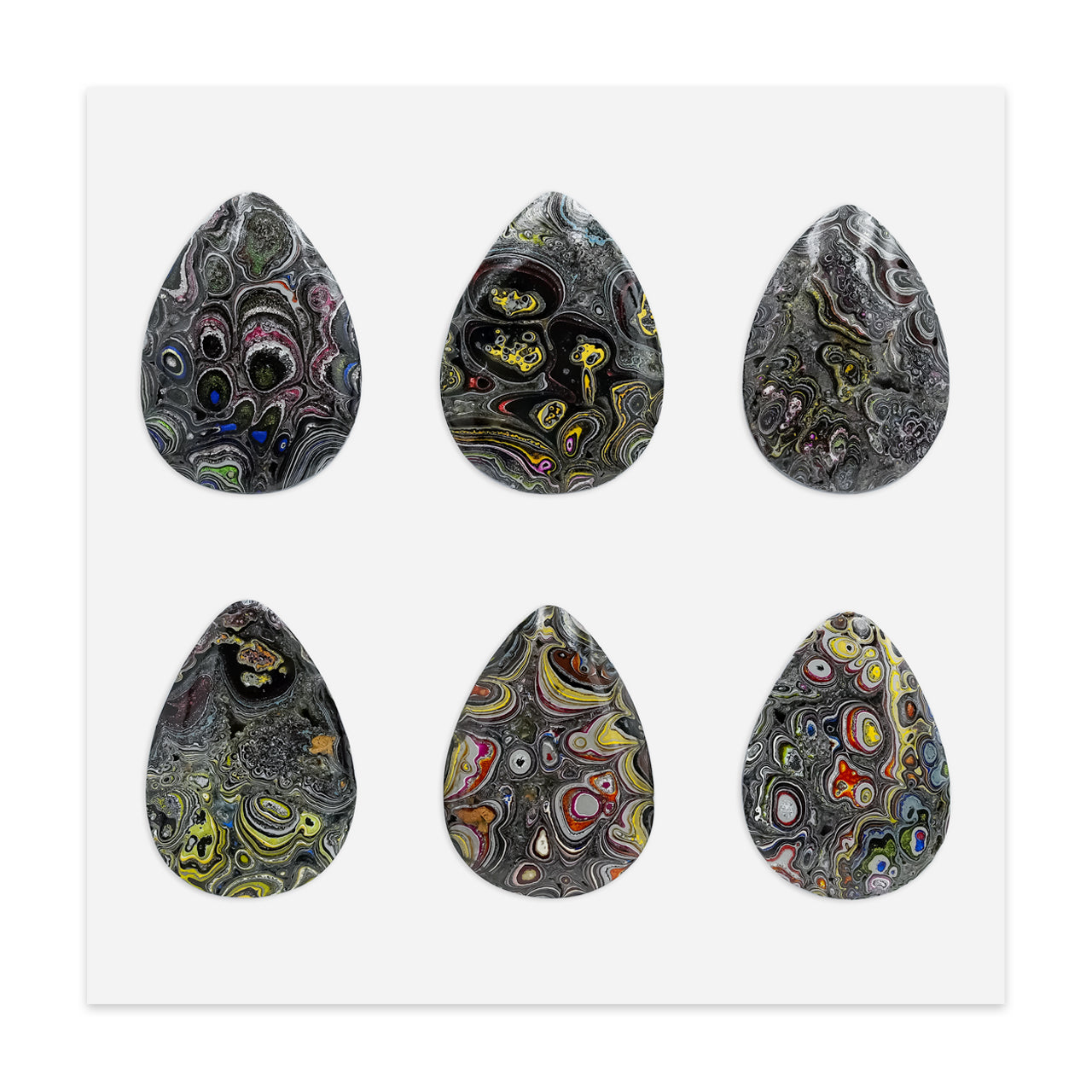 Fordite Pear Cabochons 18 x 25mm - 6 pieces