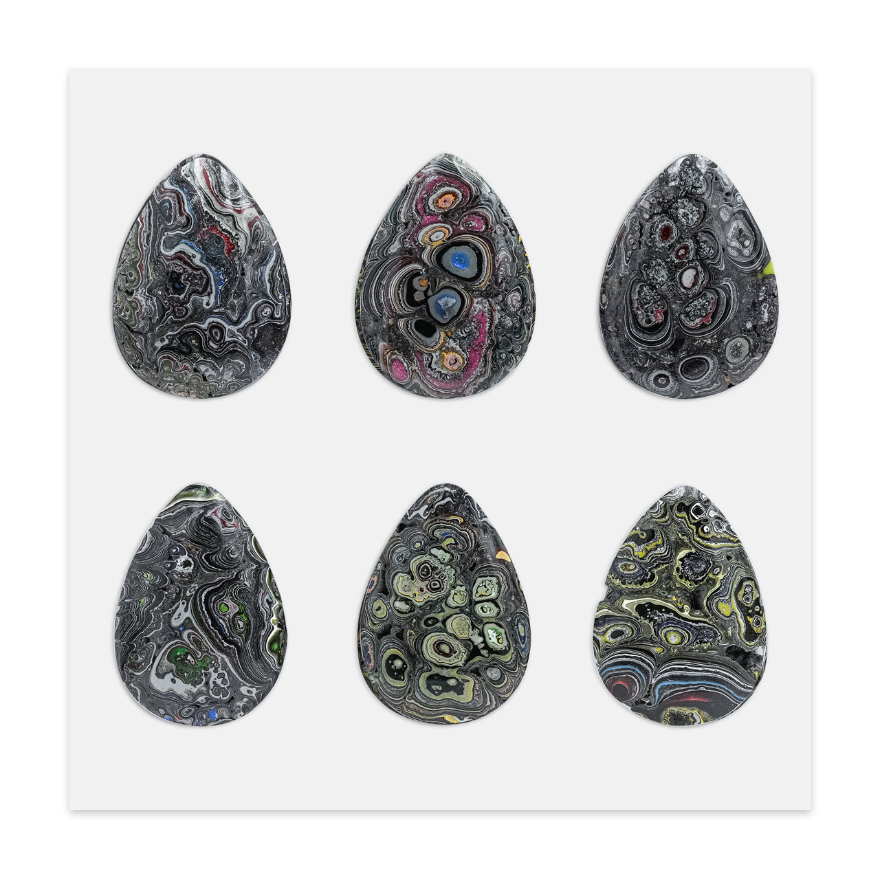 Fordite Pear Cabochons 18 x 25mm - 6 pieces