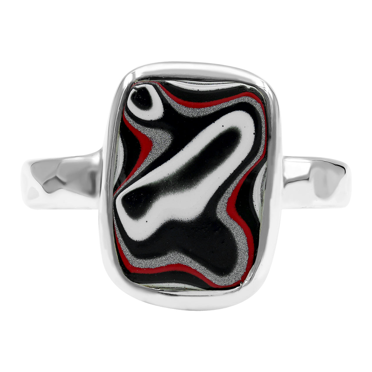 Starborn Fordite Rectangle - Shaped Ring in Sterling Silver