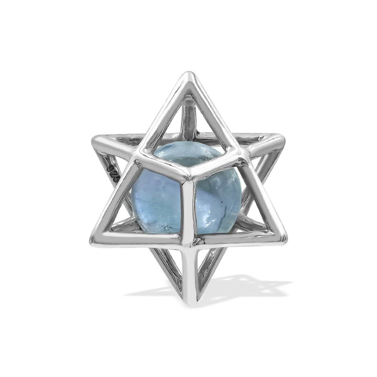 Starborn Merkabah Small Cage Gemstone Sphere Pendant in Sterling Silver