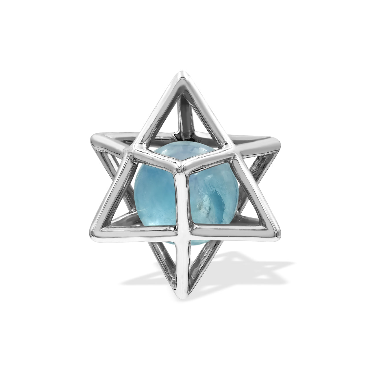 Starborn Merkabah Medium Cage Gemstone Sphere Pendant in Sterling Silver