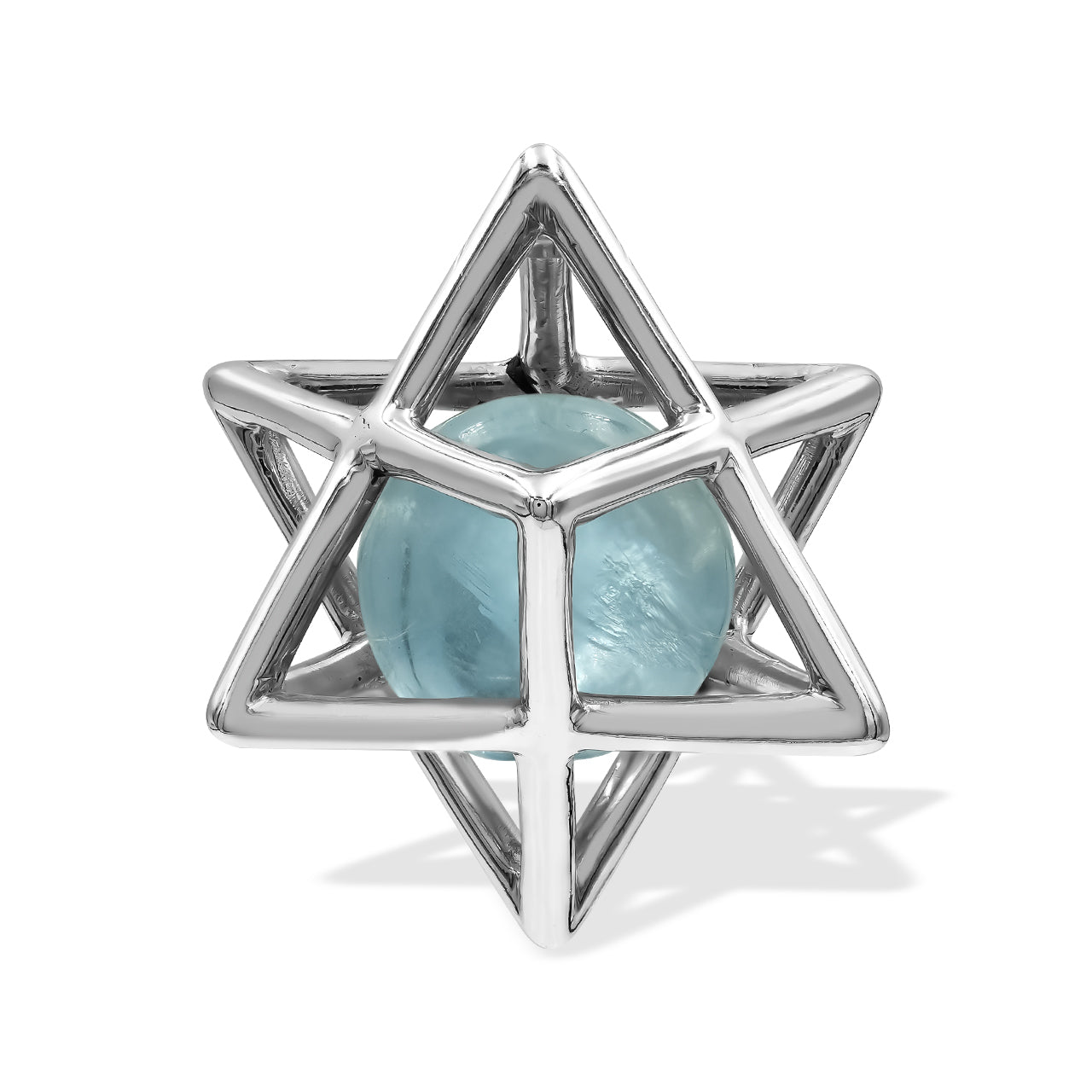 Starborn Merkabah Large Cage Gemstone 12 mm Sphere Pendant in Sterling Silver