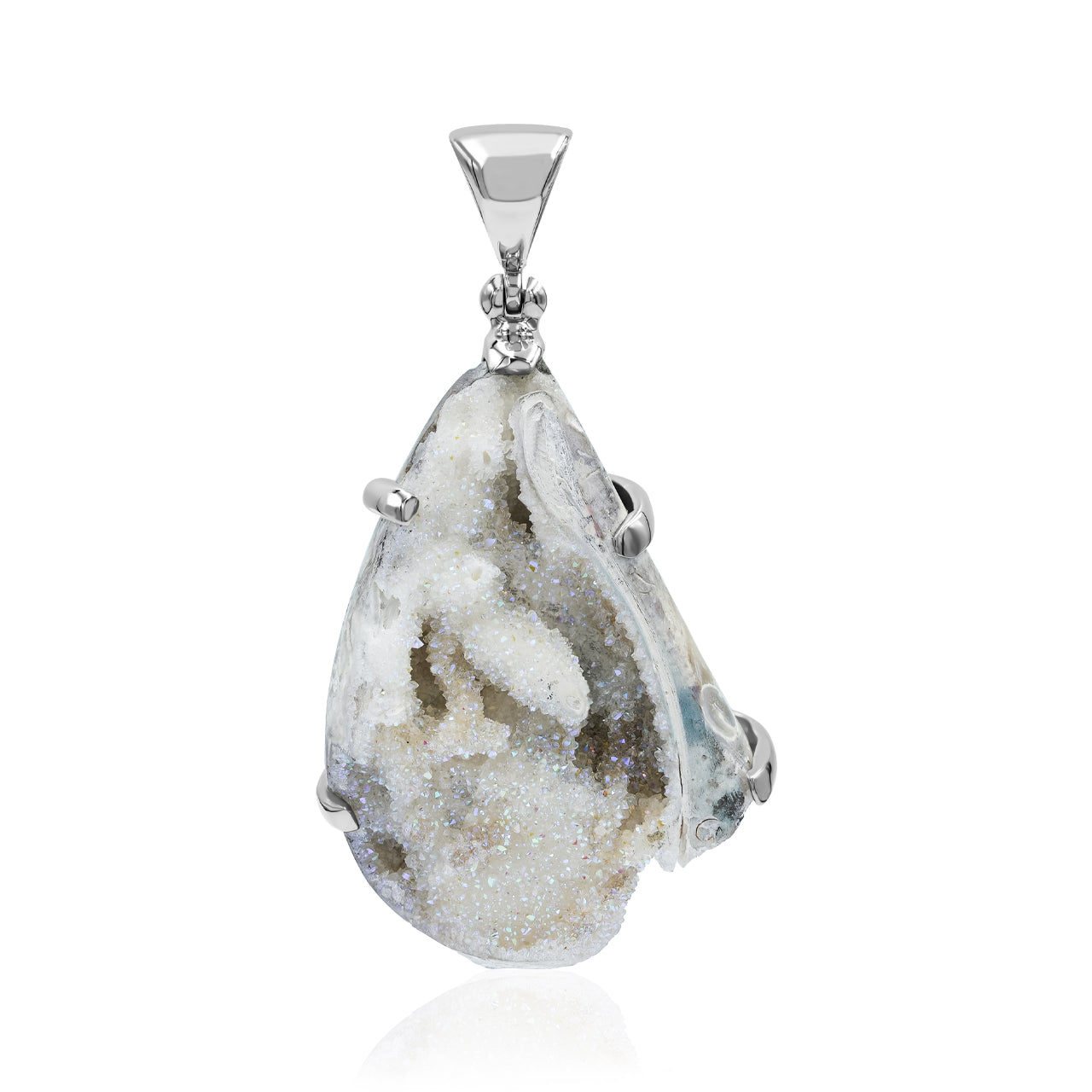 Fossilized Drusy Shell Prong Setting Pendant