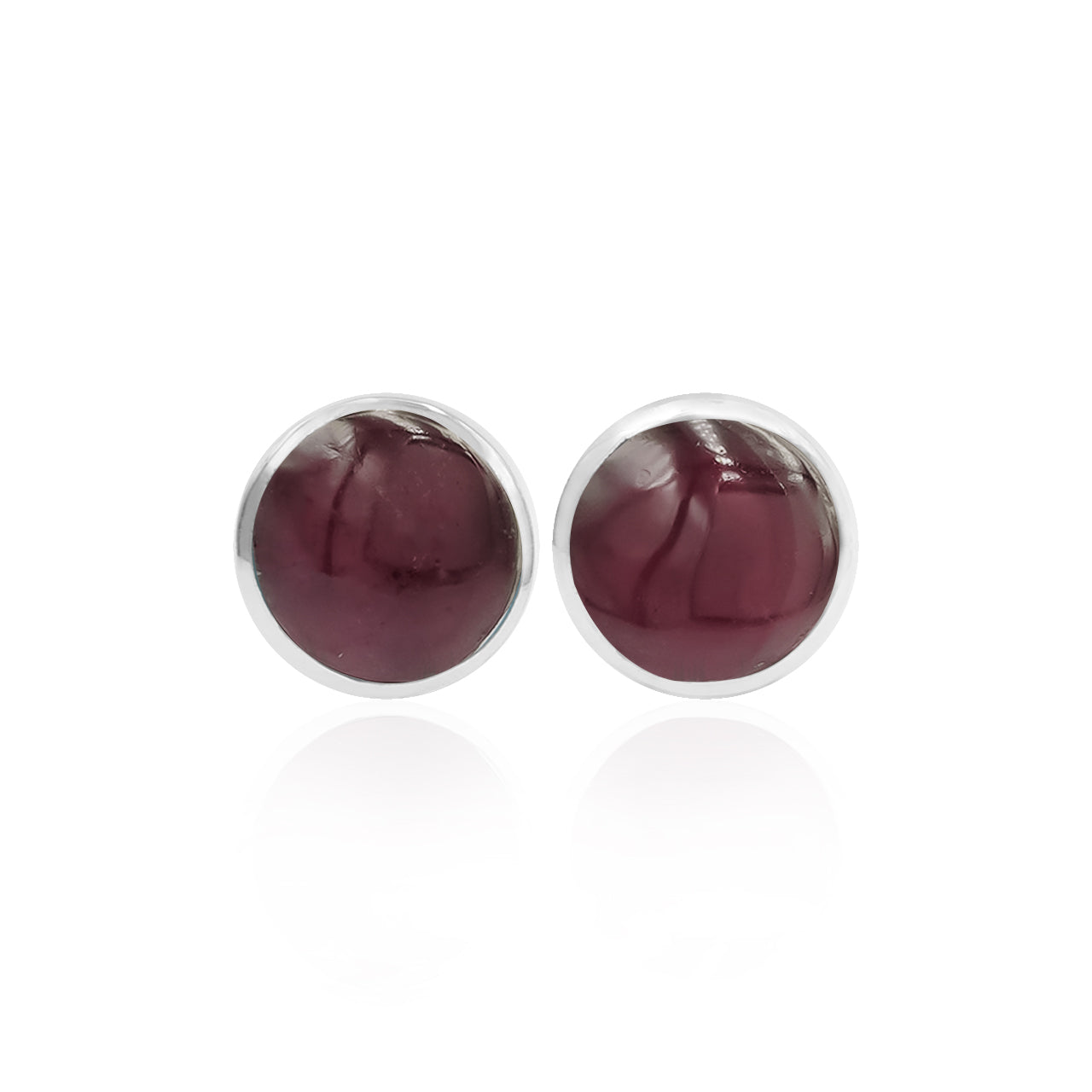 Starborn Gemstone Round 6 mm Post Earrings in Sterling Silver