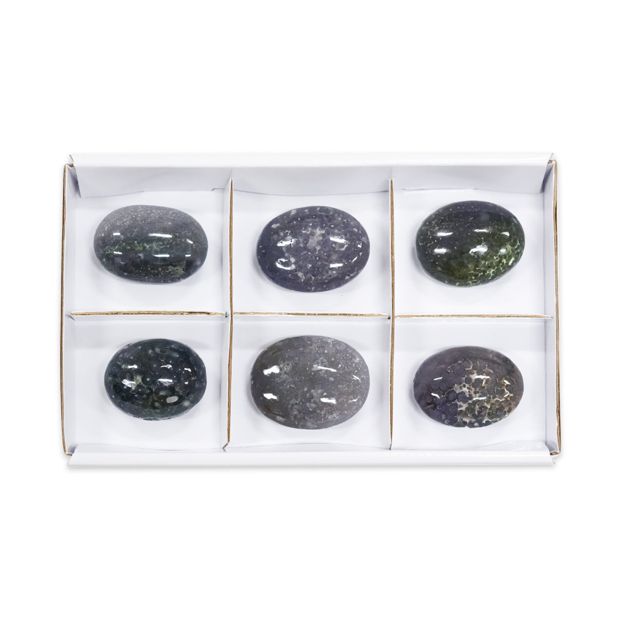 Grape Chalcedony Palm Stones 300 Grams - 6 Pieces