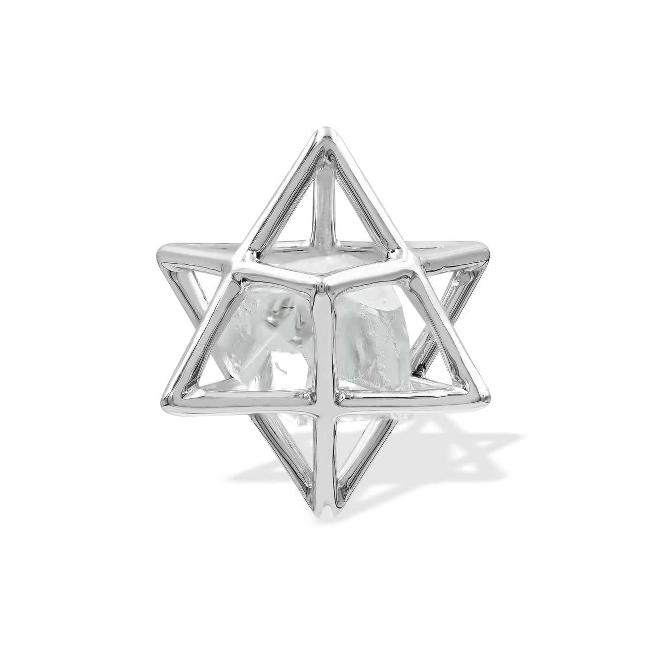 Starborn Merkabah Medium Cage Gemstone Crystal Pendant in Sterling Silver