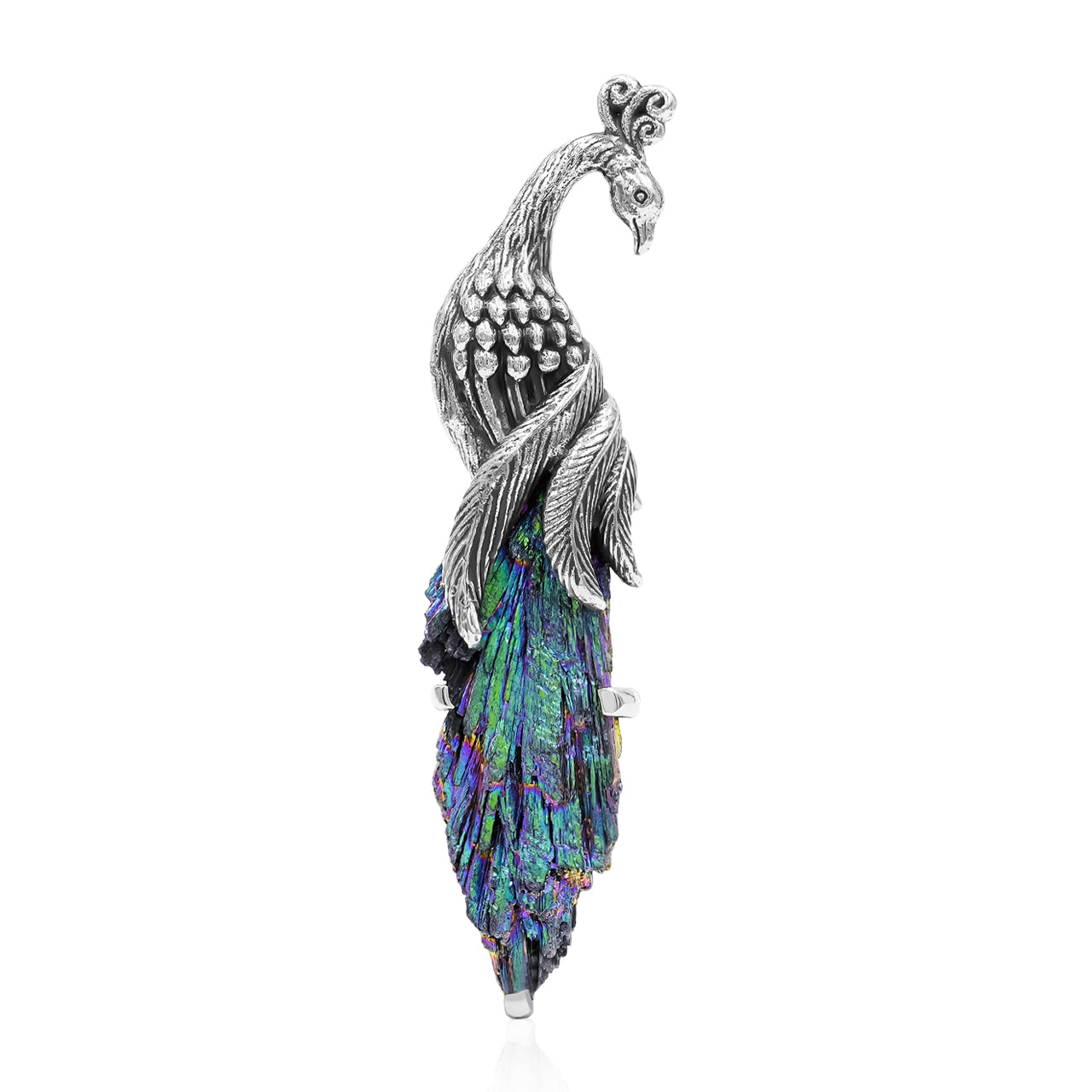 Aura Kyanite Crystal Chop Peacock Pendant