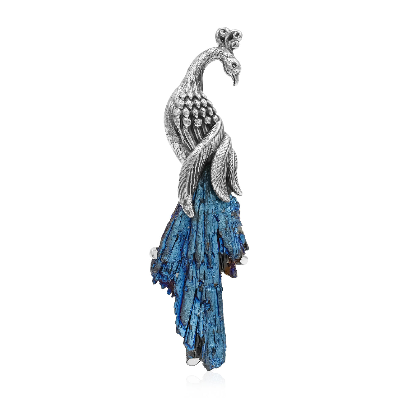 Aura Kyanite Crystal Chop Peacock Pendant