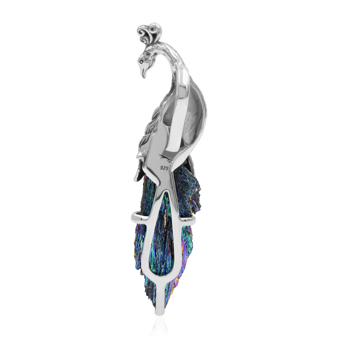 Aura Kyanite Crystal Chop Peacock Pendant