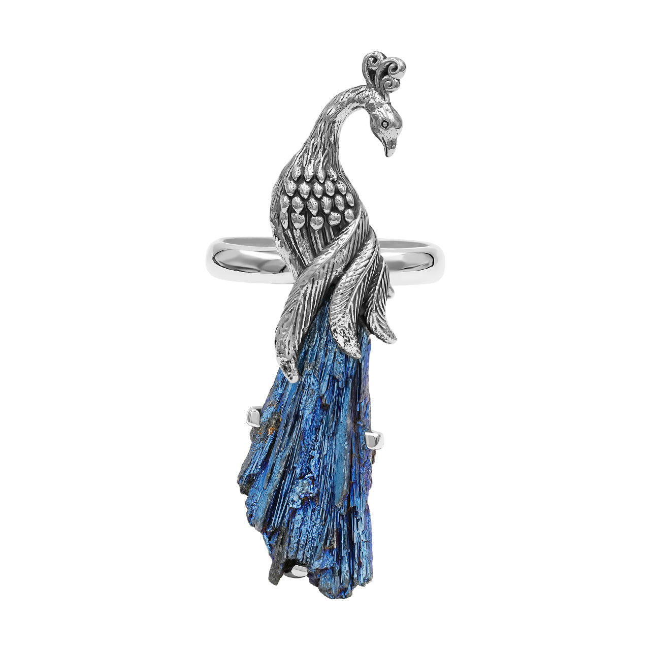 Aura Kyanite Crystal Chop Peacock Ring