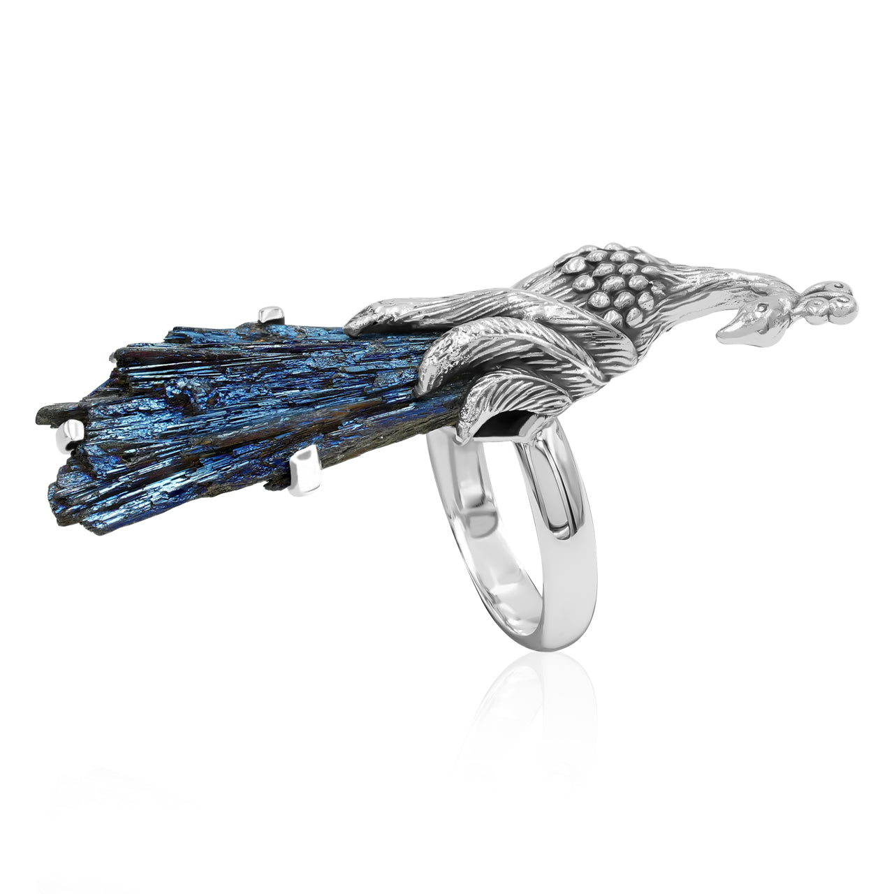 Aura Kyanite Crystal Chop Peacock Ring