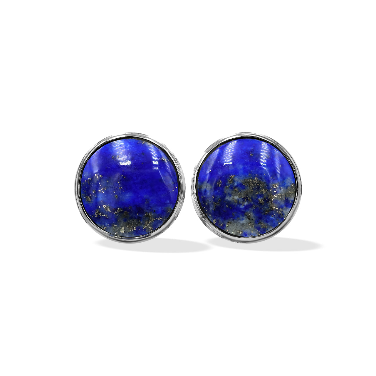 Starborn Gemstone Round 10mm Double Bezel Set Post Earrings in Sterling Silver