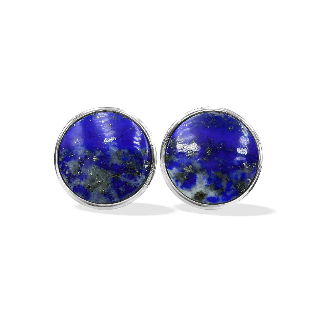 Starborn Gemstones Round 12mm Double Bezel Set Post Earrings in Sterling Silver