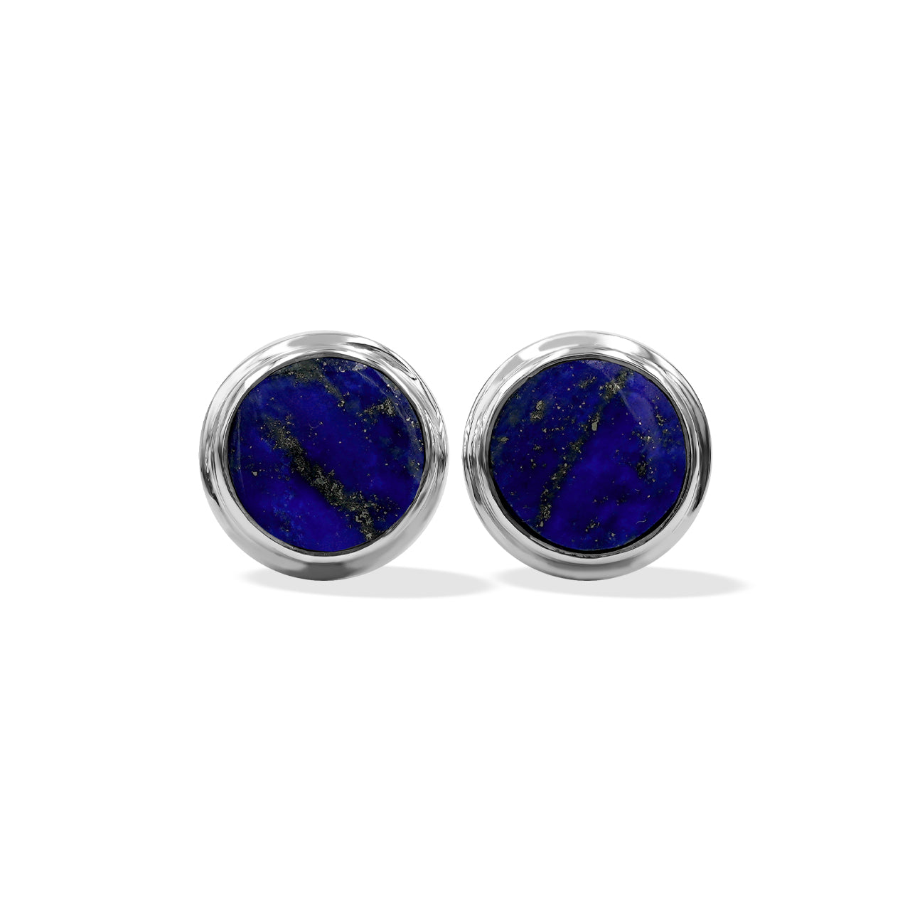 Starborn Gemstone Round 8mm Double Bezel Set Post Earrings in Sterling Silver