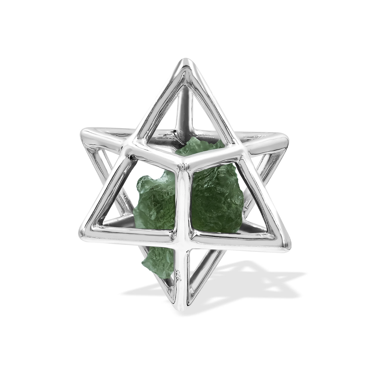 Starborn Merkabah Medium Cage Rough Gemstone Pendant in Sterling Silver