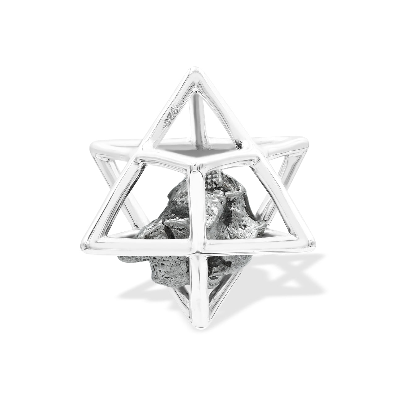 Starborn Merkabah Medium Cage Rough Gemstone Pendant in Sterling Silver