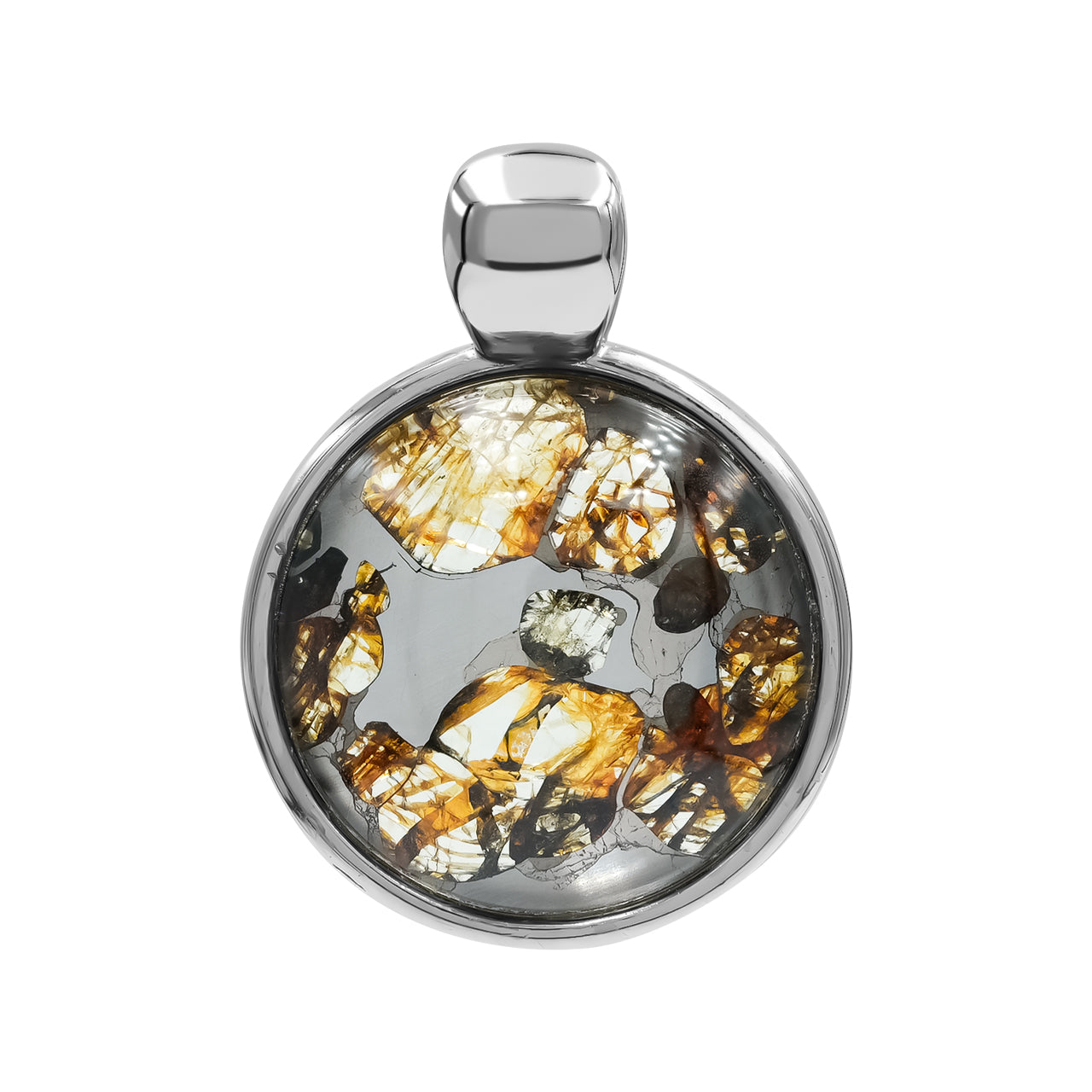 Sericho Pallasite Round 18mm Medallion Style Pendant