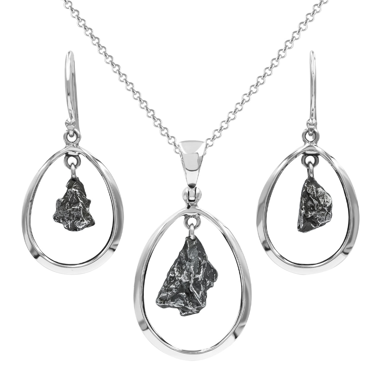 Campo del Cielo Meteorite Pendant and Earrings Set