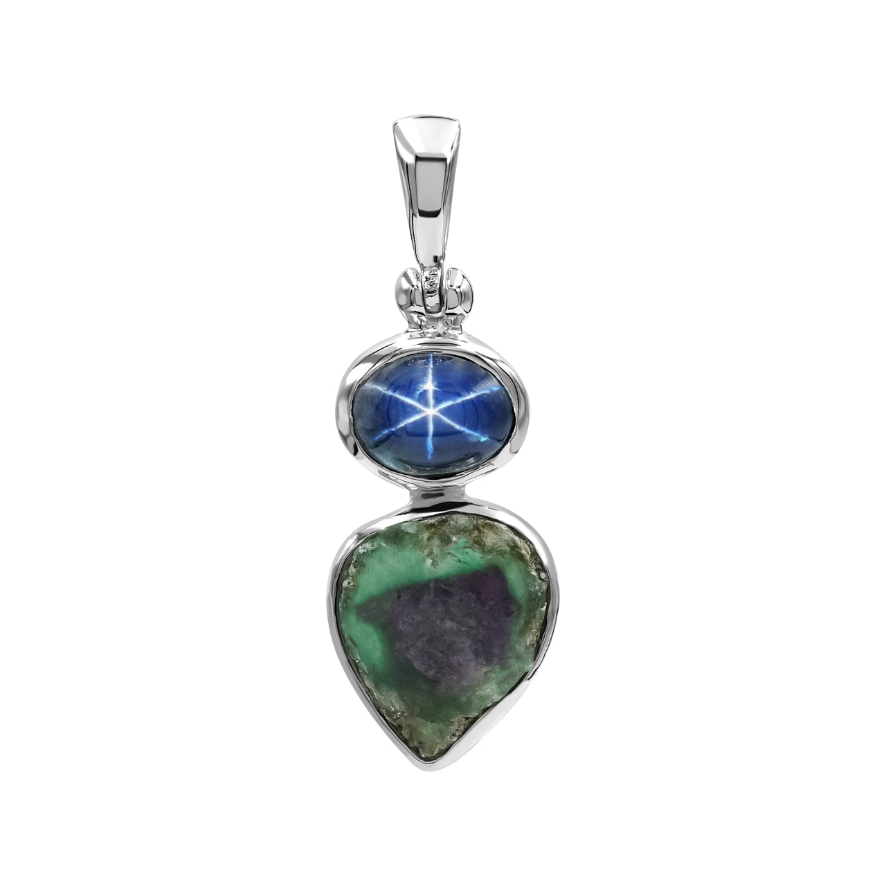 Star Sapphire and Bi-color Ruby Pendant