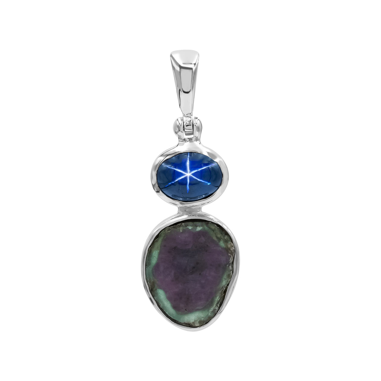 Star Sapphire and Bi-color Ruby Pendant