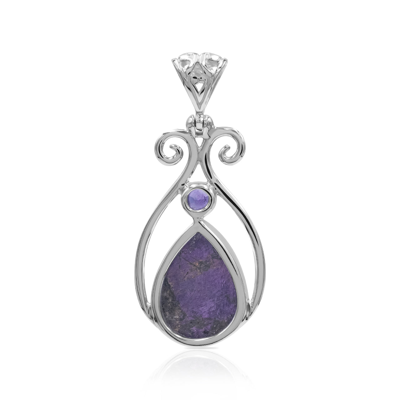 Purpurite and Amethyst Pendant