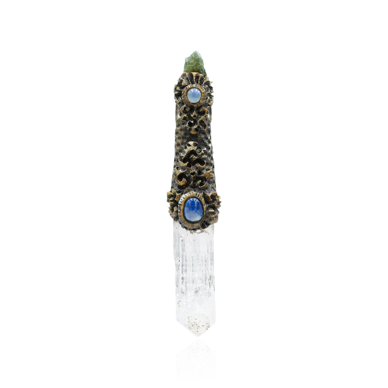 Danburite Crystal Wand Pendant with Kyanite