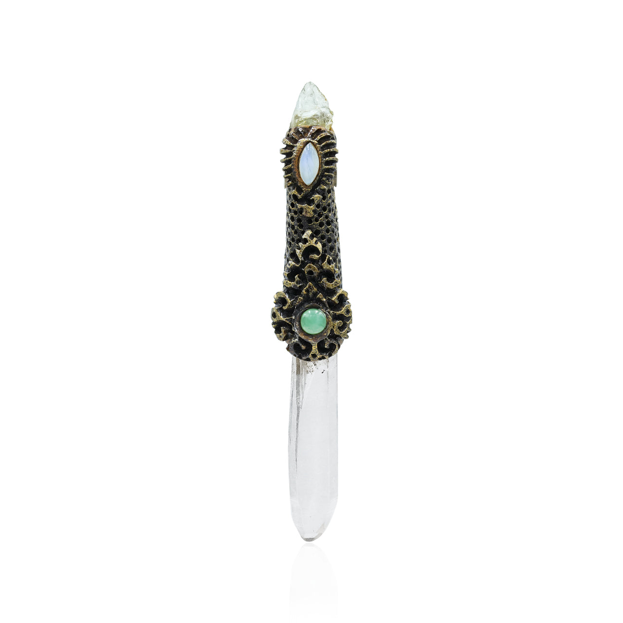 Quartz Crystal Wand Pendant with Aquamarine