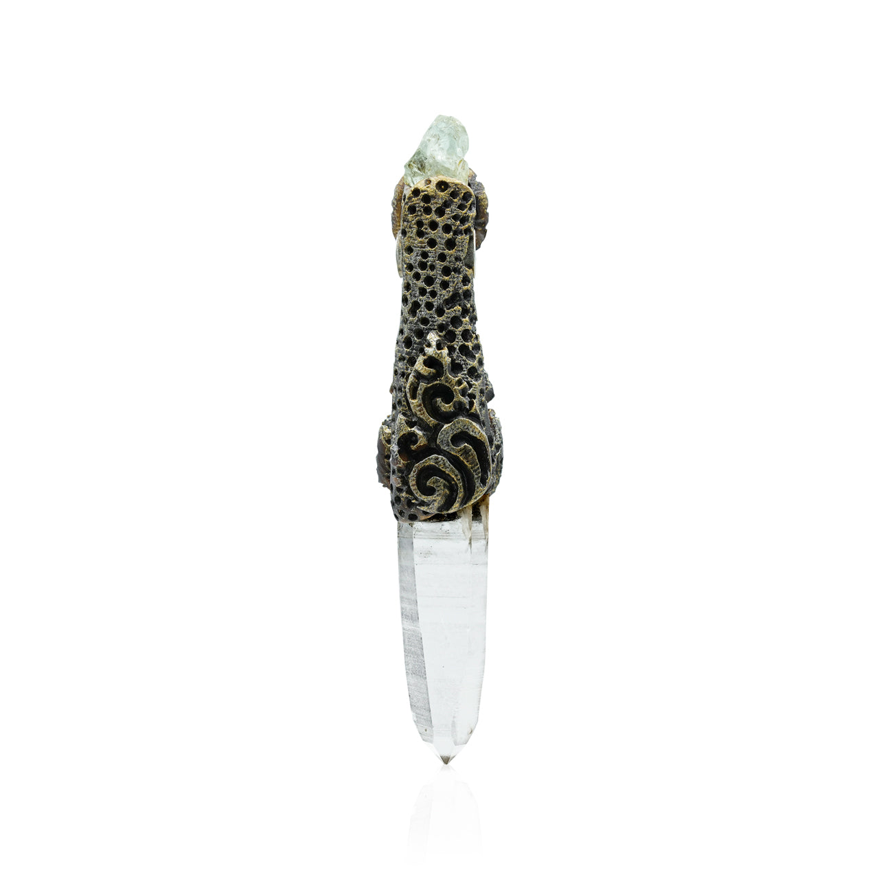 Quartz Crystal Wand Pendant with Aquamarine