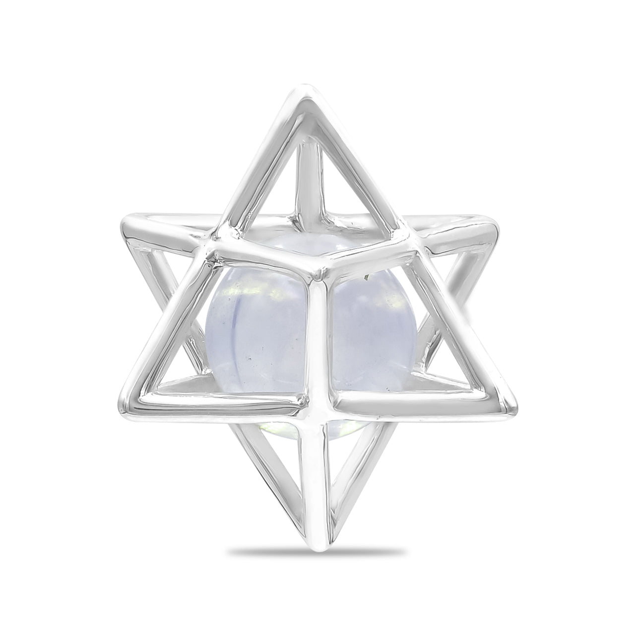 Starborn Merkabah Large Cage Gemstone 12 mm Sphere Pendant in Sterling Silver