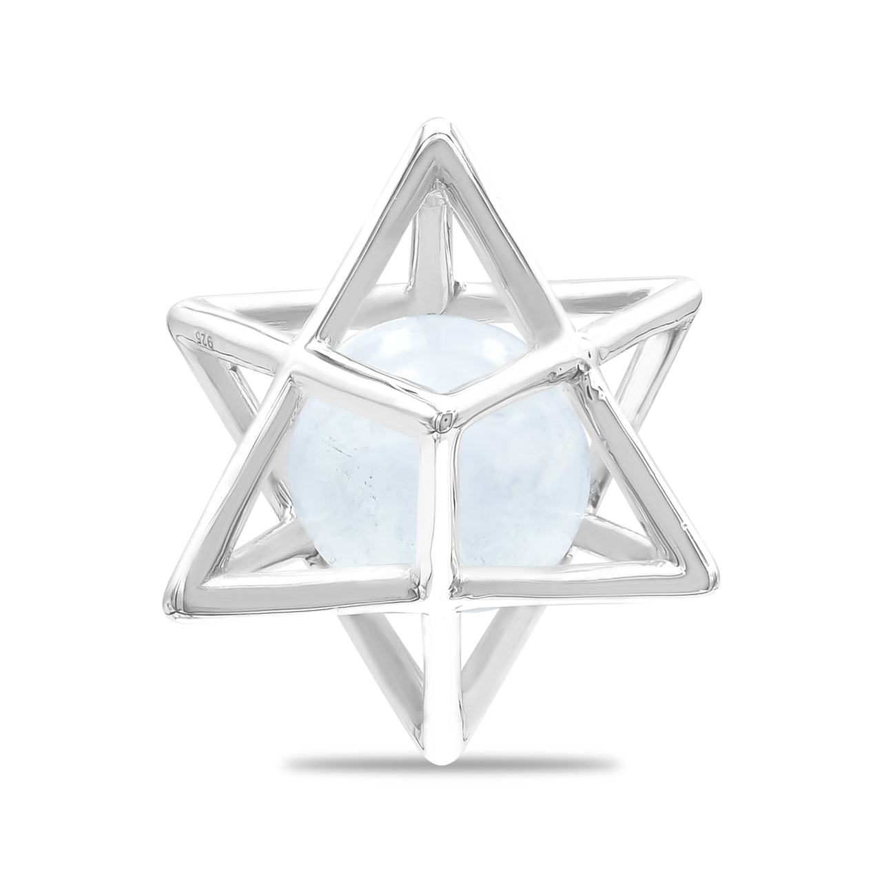 Starborn Merkabah Large Cage Gemstone 12 mm Sphere Pendant in Sterling Silver