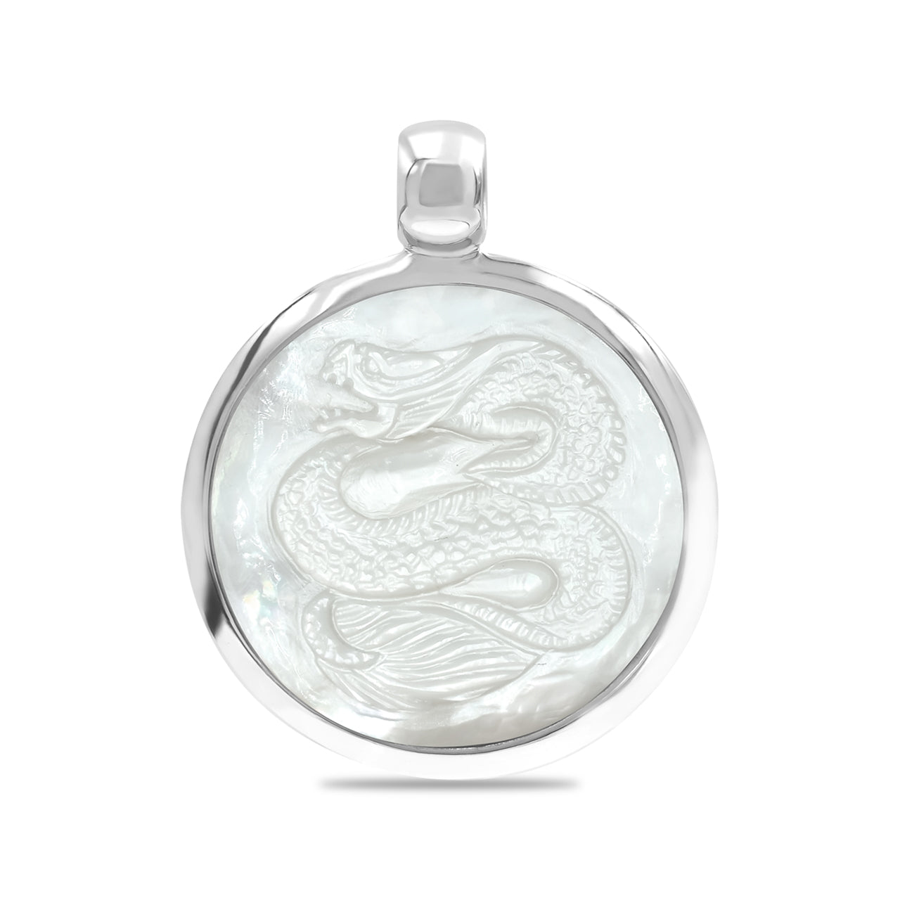 Starborn Gemstone Carved Dragon Medallion Style Pendant in Sterling Silver