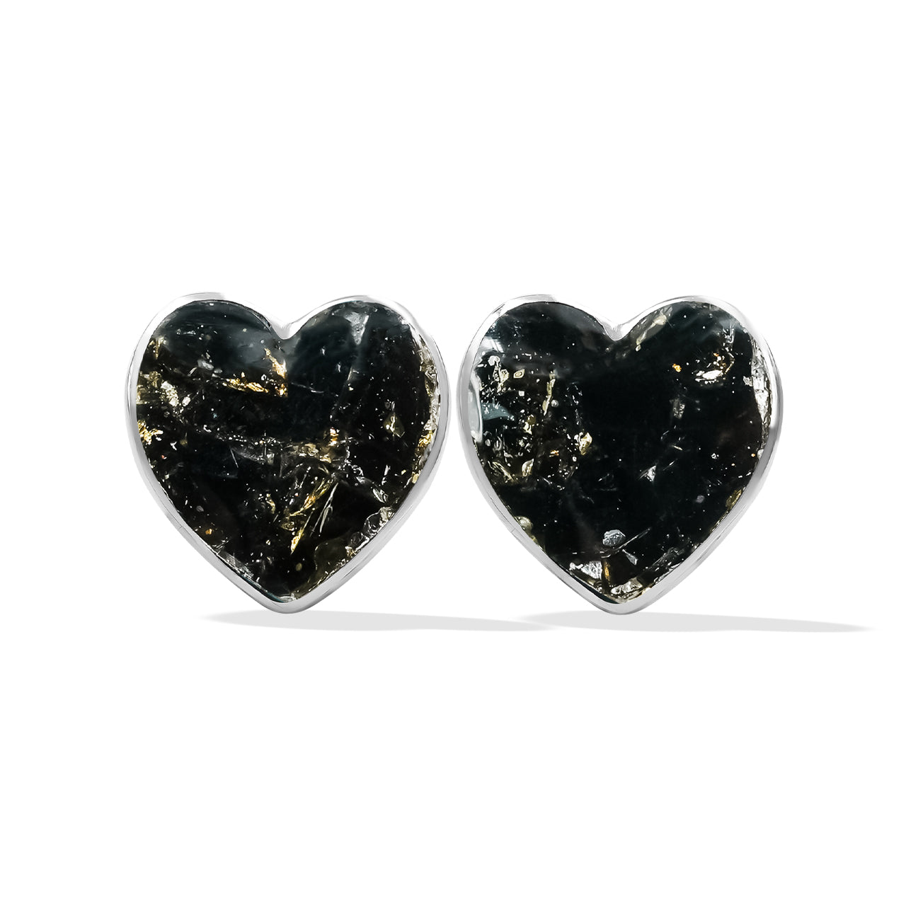 Black Muscovite Heart Shape Post Earrings